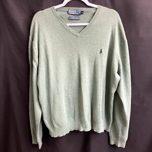 Men's Polo by Ralph Laren V-Neck Sweater Size XXL in Green